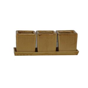 Glazed Ceramic Classic Herb Pot - Gold